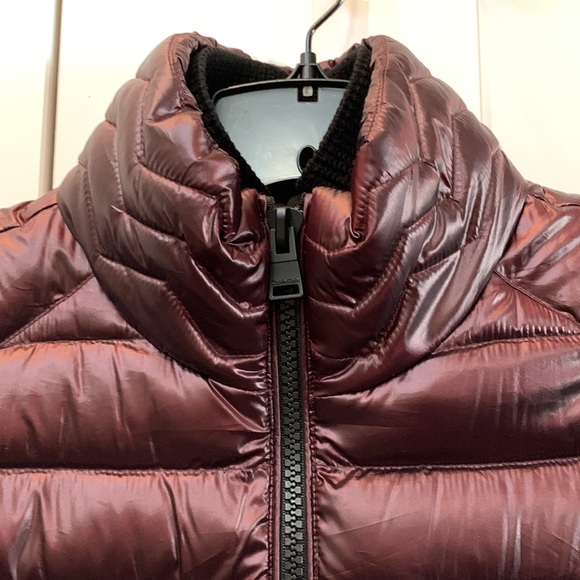 CALVIN KLEIN Performance Burgundy Metallic Down Puffer Coat S - Picture 2 of 9